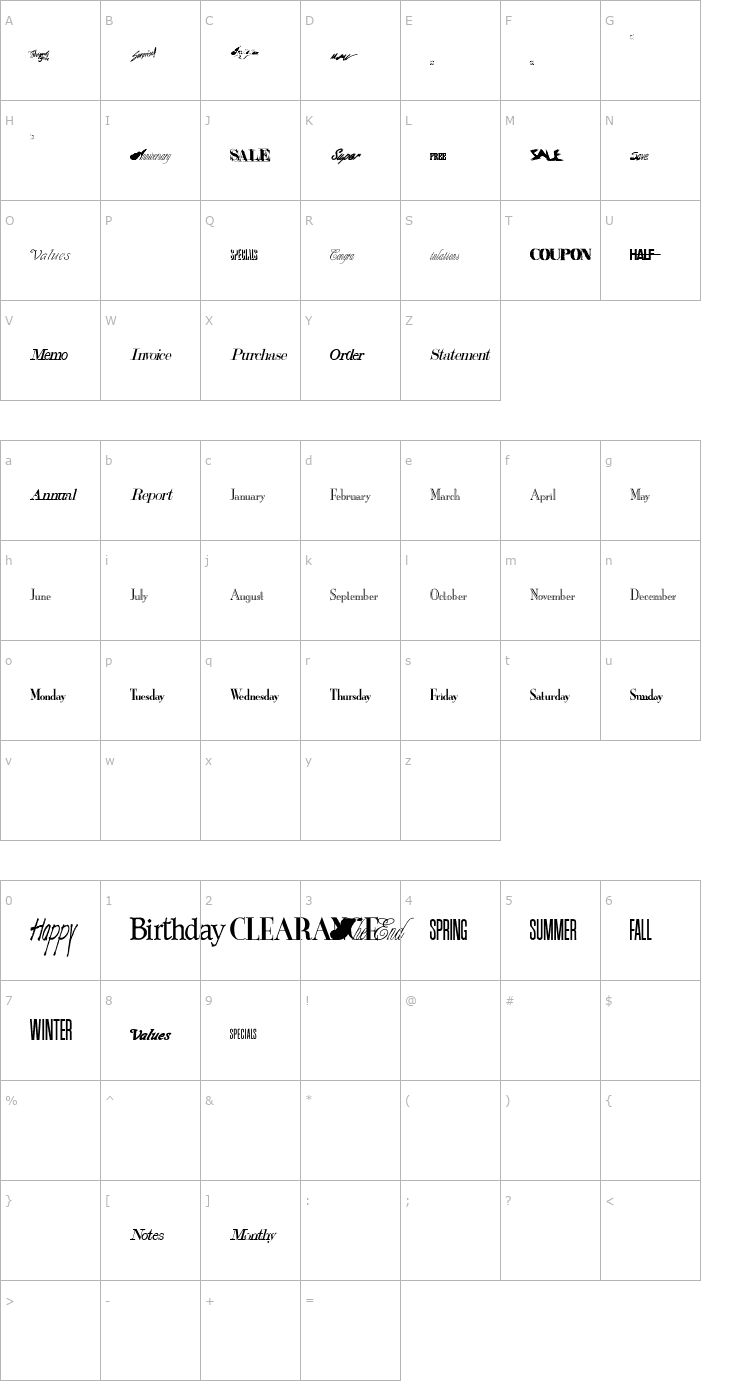 Character Map Headlines Regular Font
