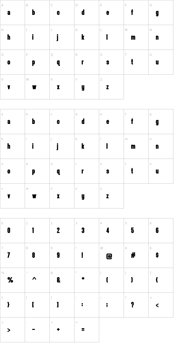 Character Map headthinker Font