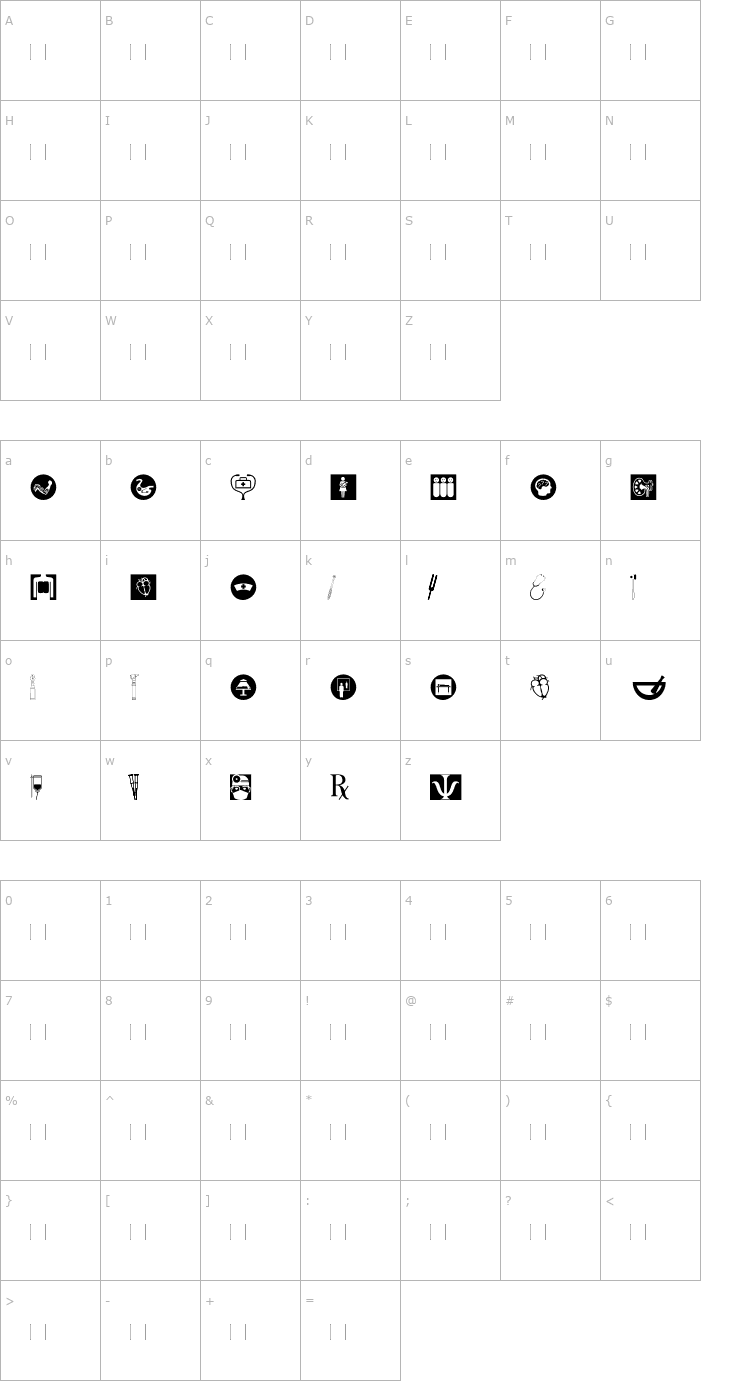 Character Map HealthcareSymbols Font