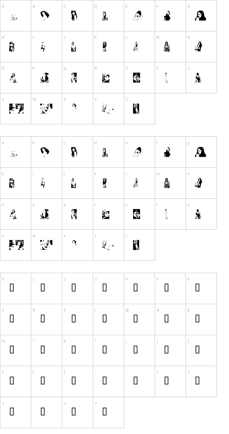 Character Map Heartbreak Font