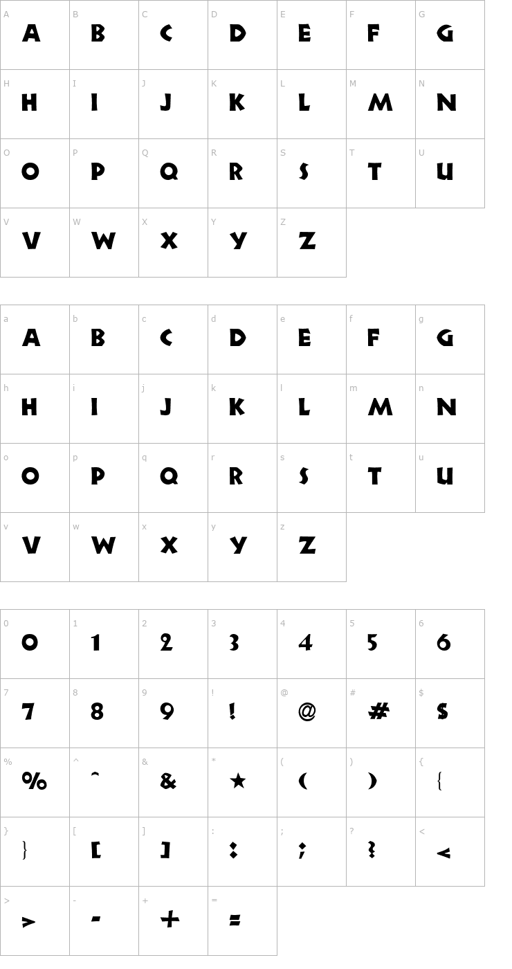 Character Map Heartwood Display SSi Font