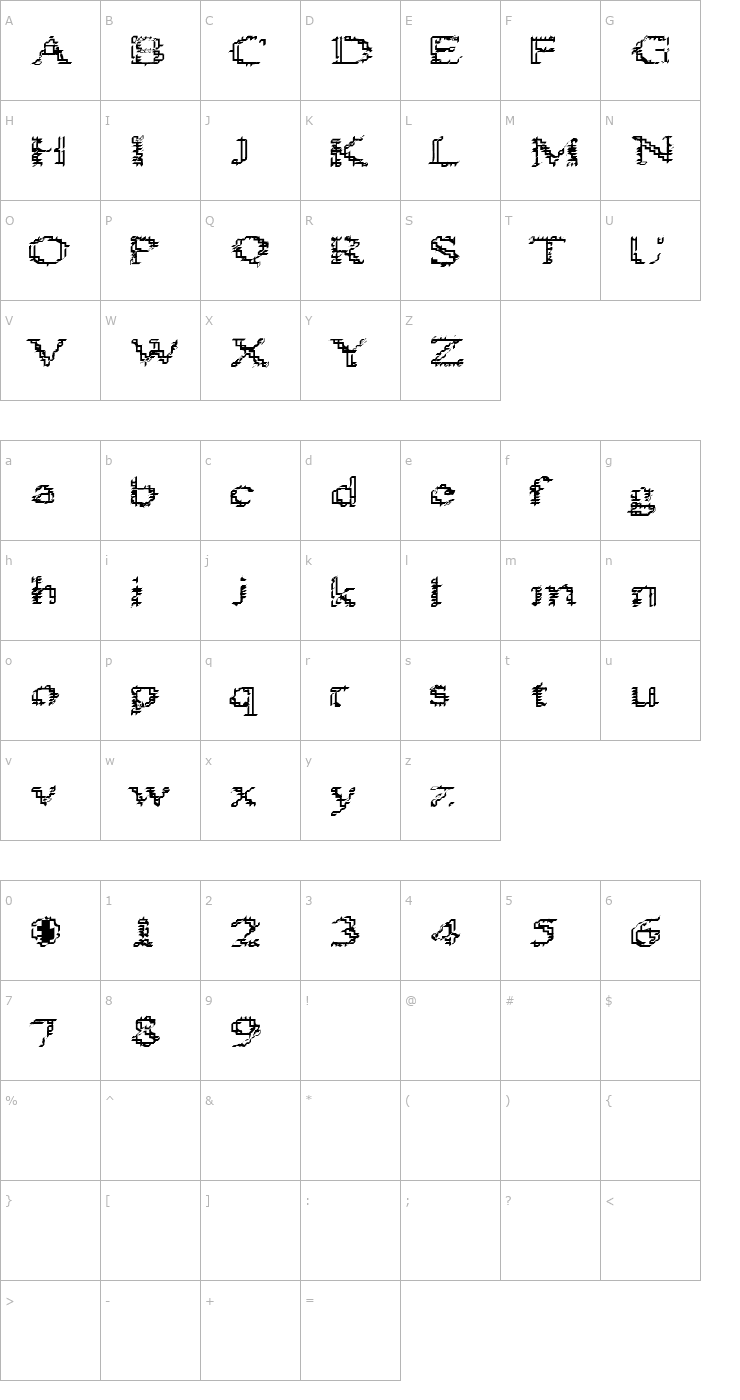 Character Map Heat Sinks 386 Font