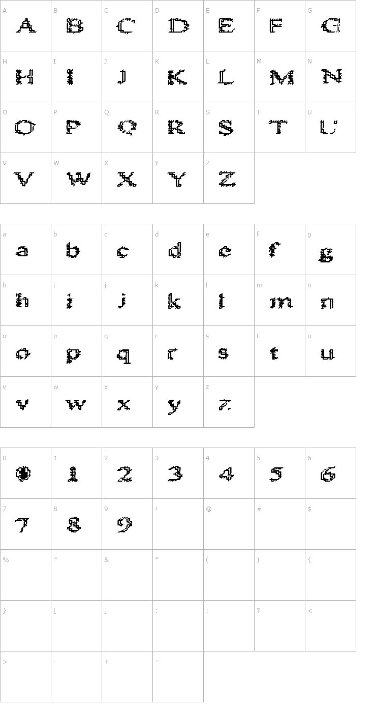 Character Map Heat Sinks 486 Font