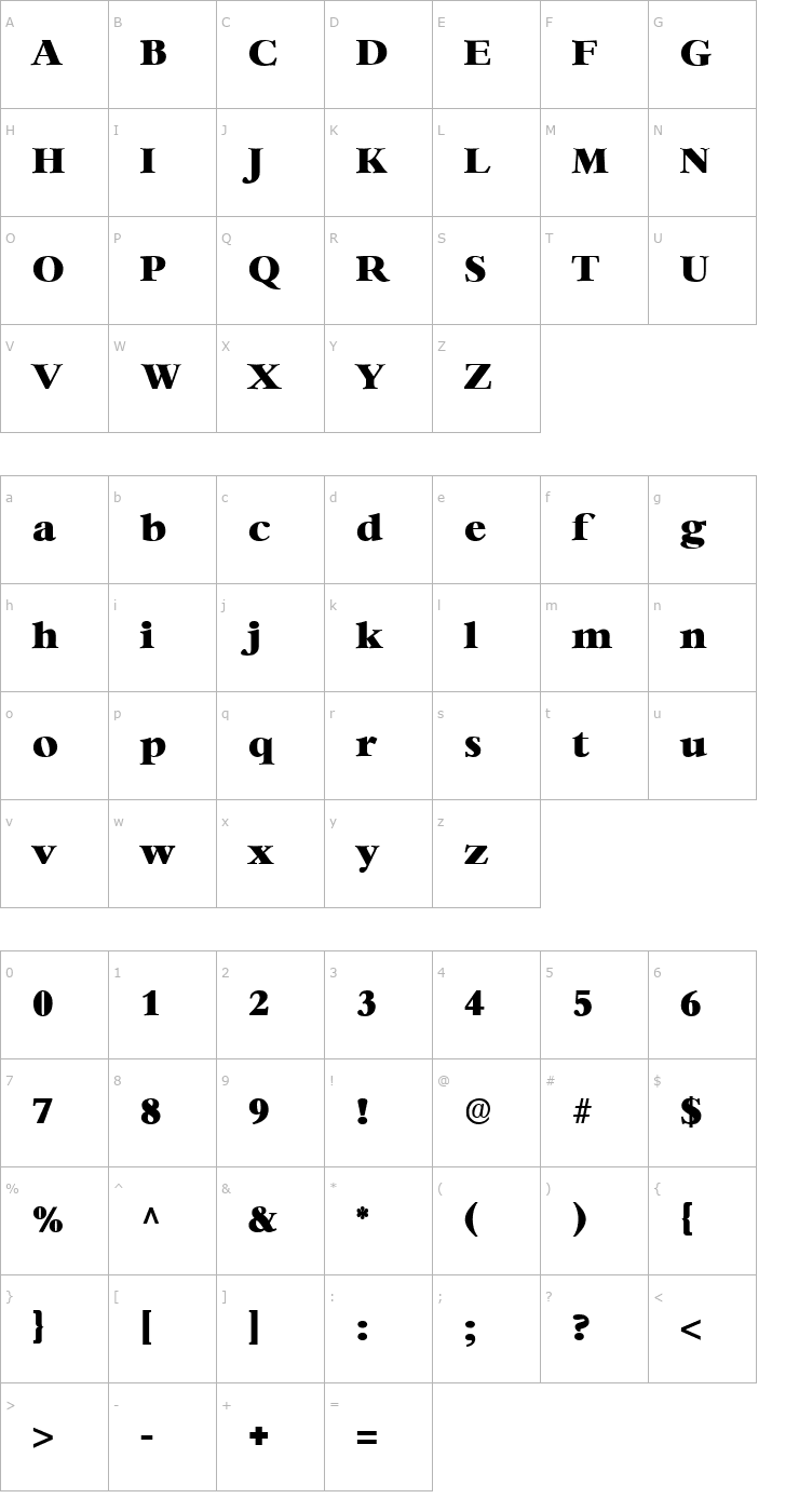 Character Map Heather Regular Font