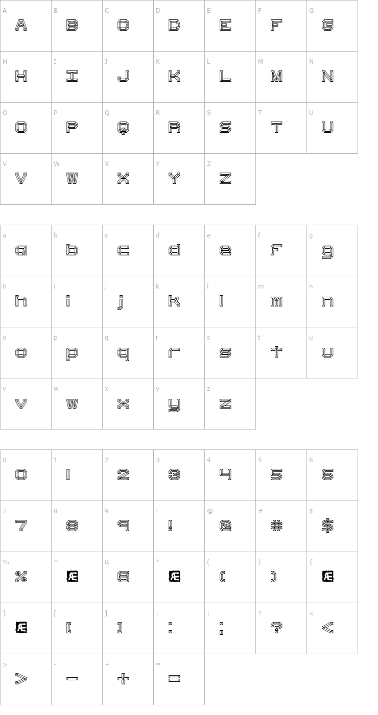 Character Map Heavy Bevel BRK Font