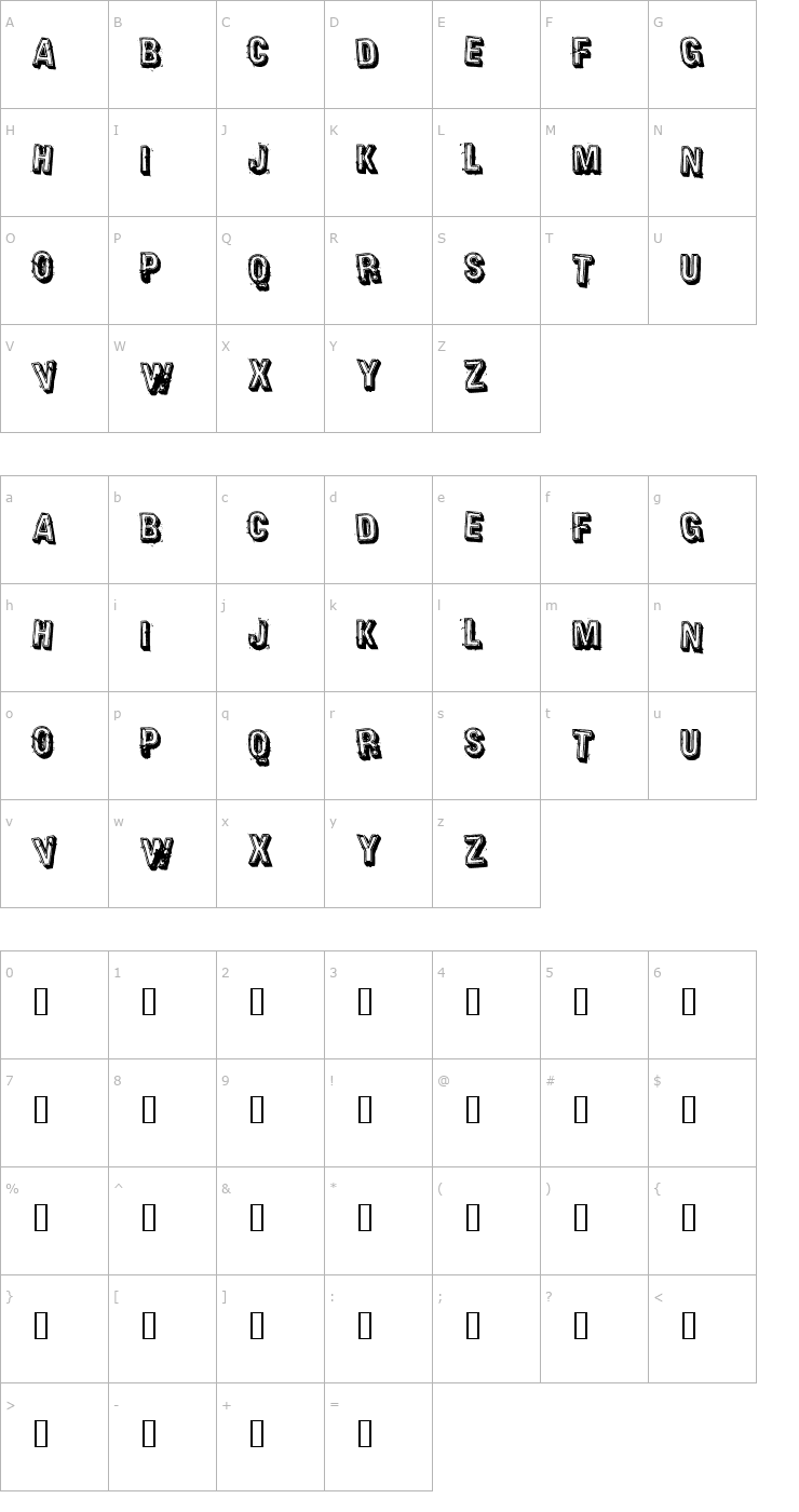 Character Map Heavy Rotation Font