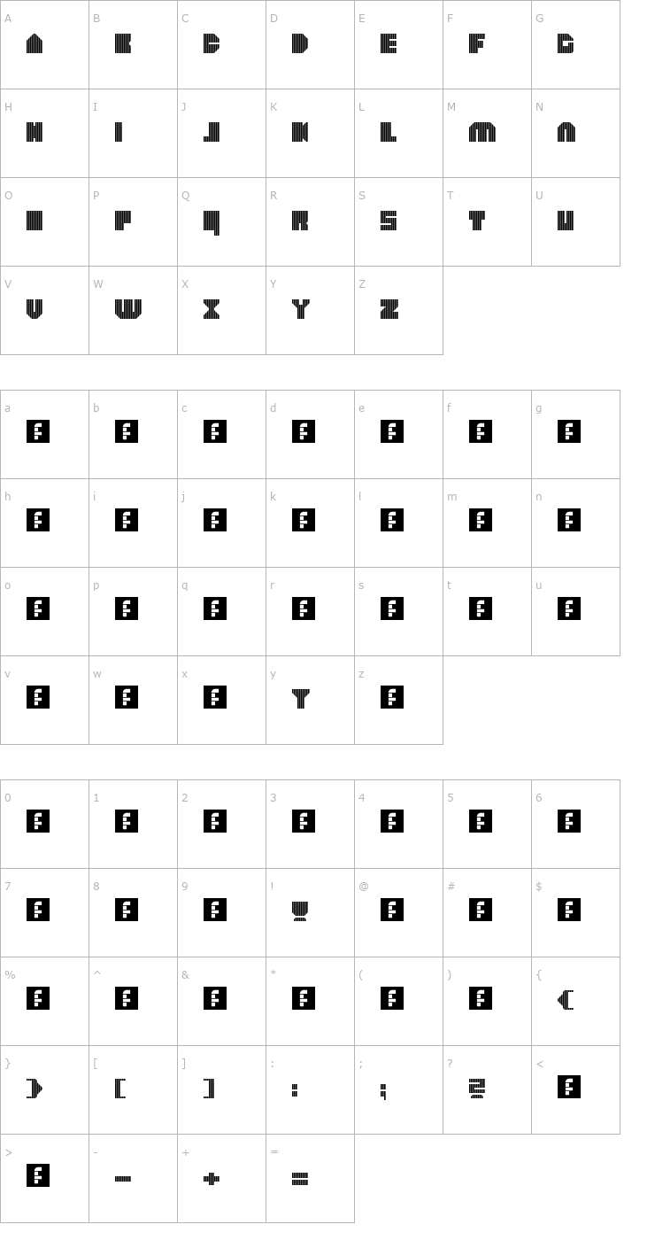 Character Map heavyLOUDedge_lineV Regular Font