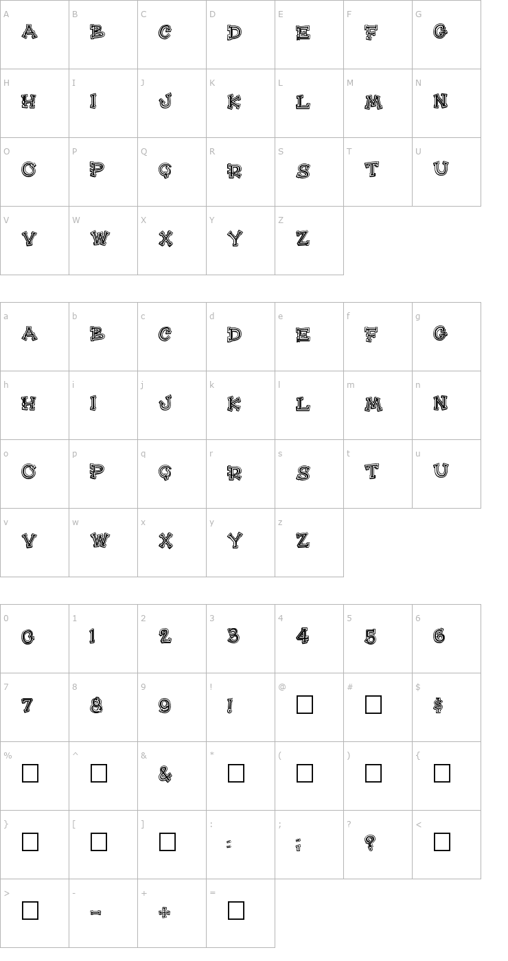 Character Map Hee Haw Font