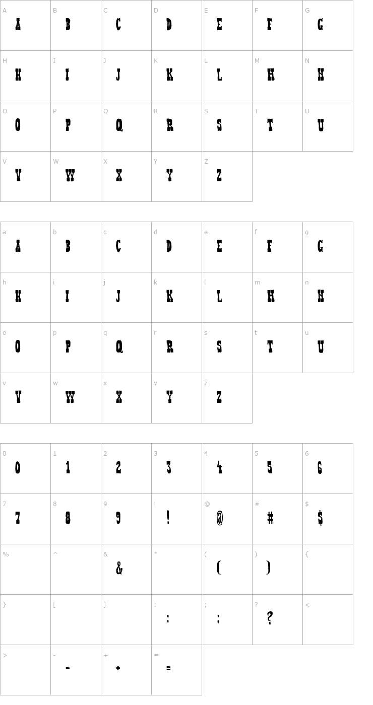 Character Map Heffer Font