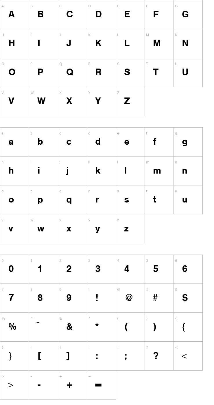 Character Map HegelMedium-Regular Font