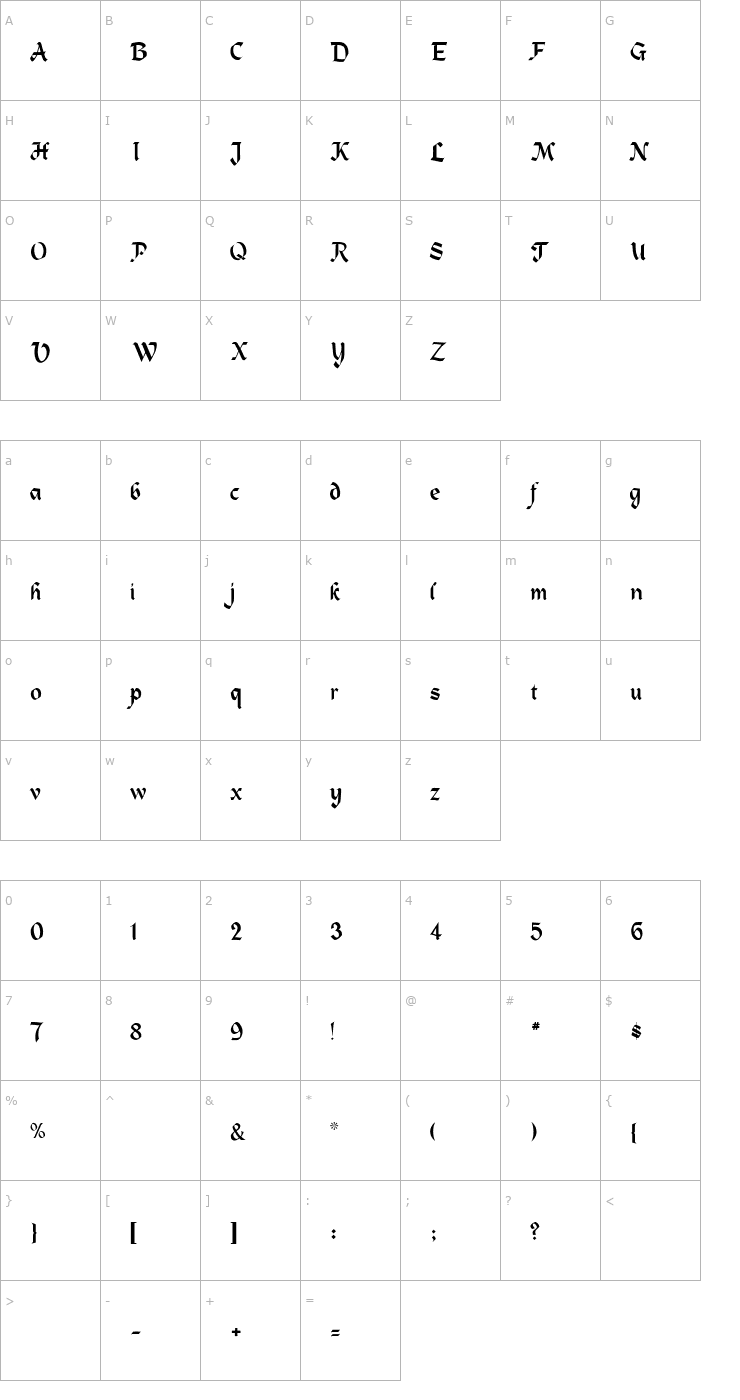 Character Map Heidelbe-Light Font