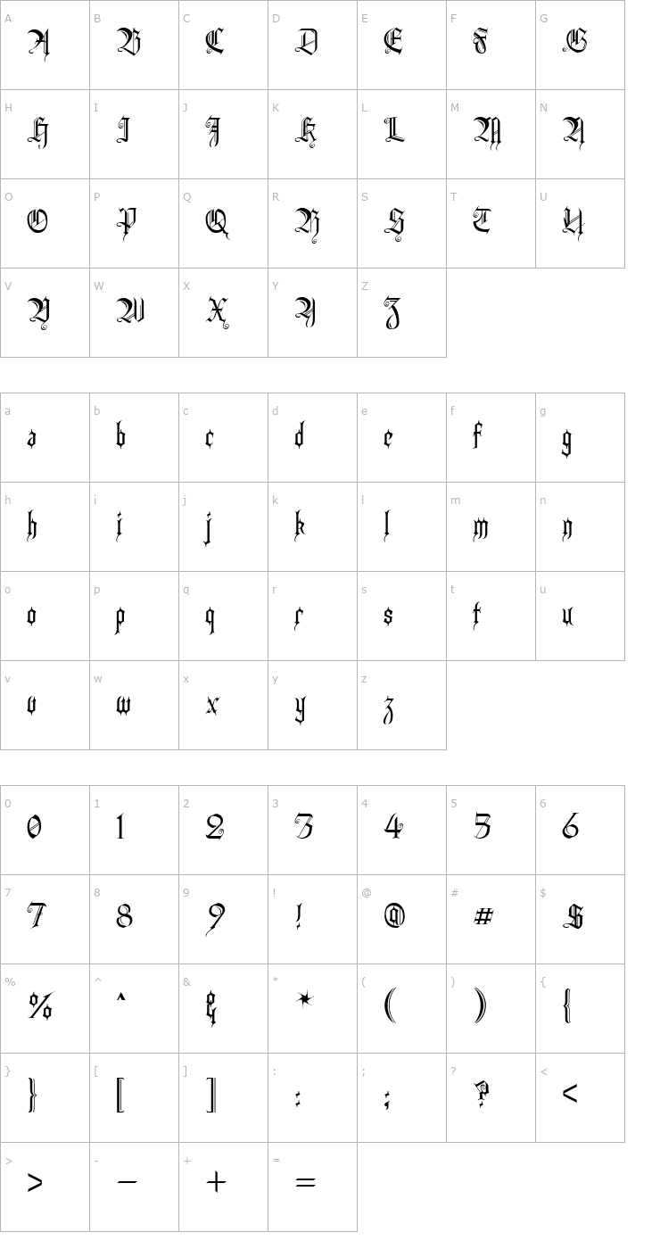 Character Map Heidorn Hill Font