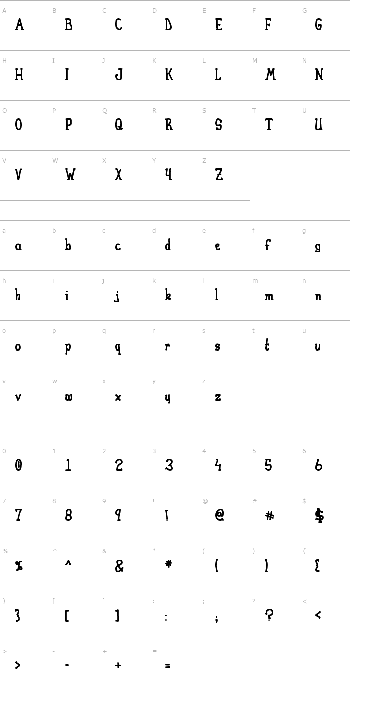 Character Map Heirany Bold-Marker Font