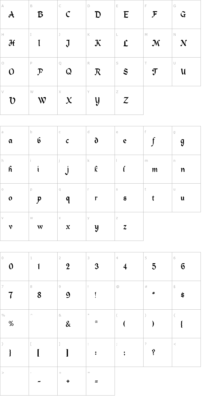 Character Map HelgarChancery Font