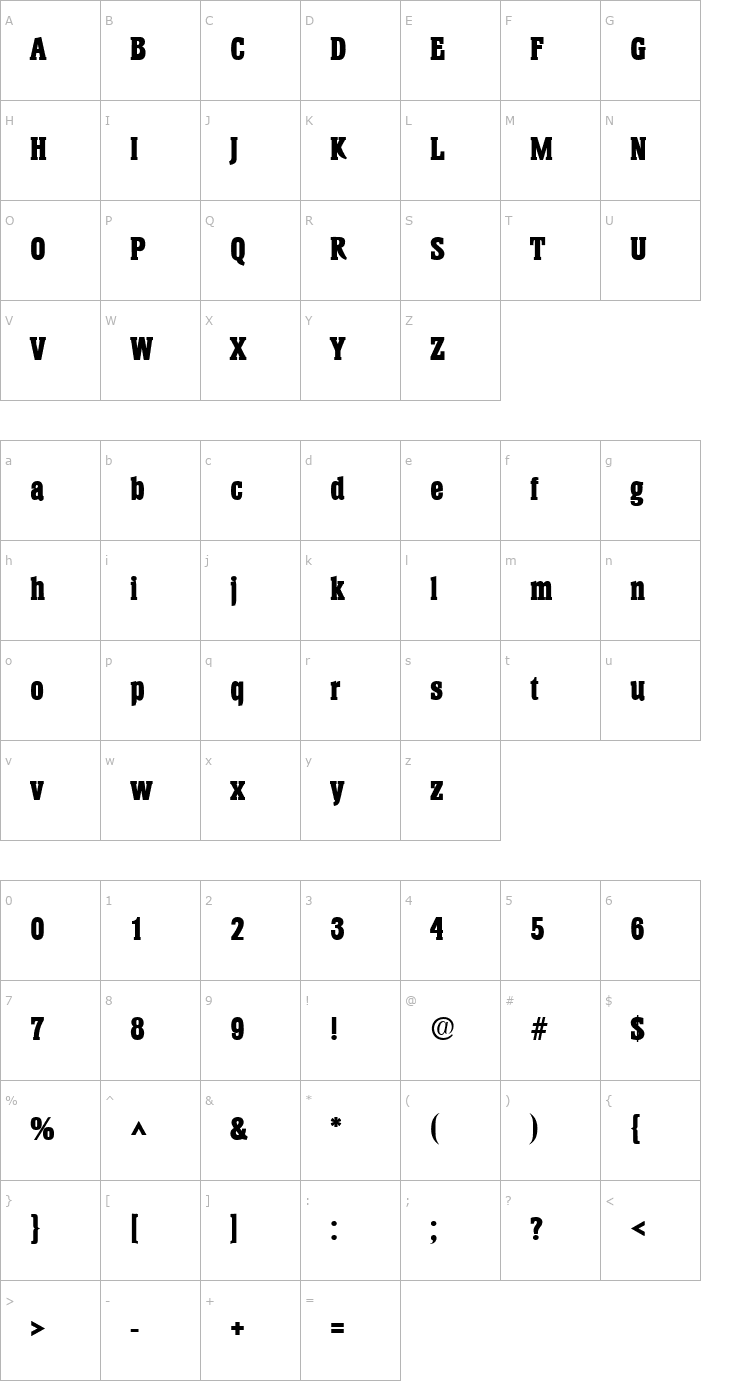Character Map Helium Heavy SF Bold Font
