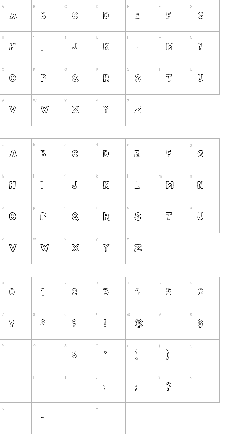 Character Map hellafont Font