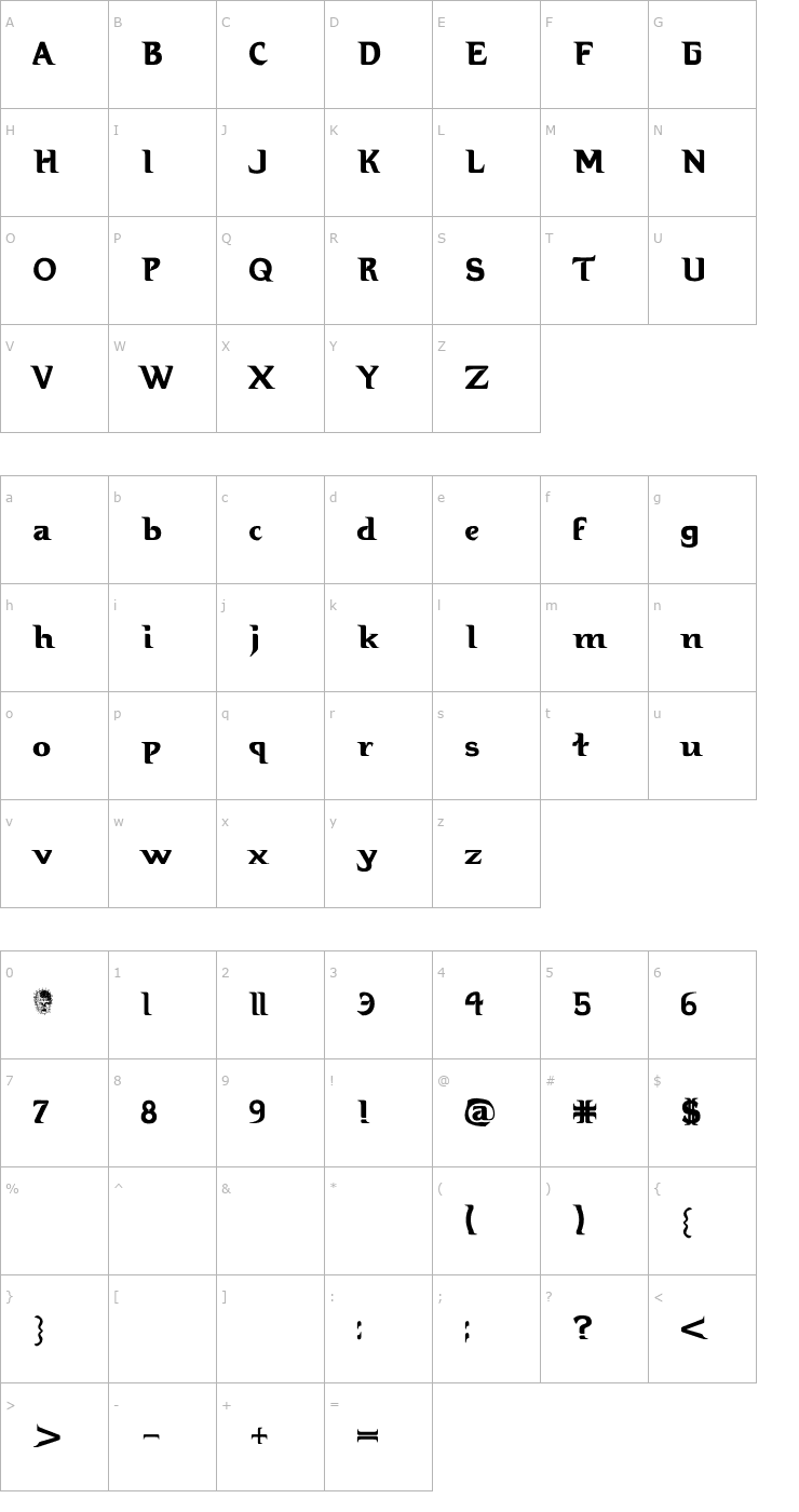 Character Map Hellbound OTF Font