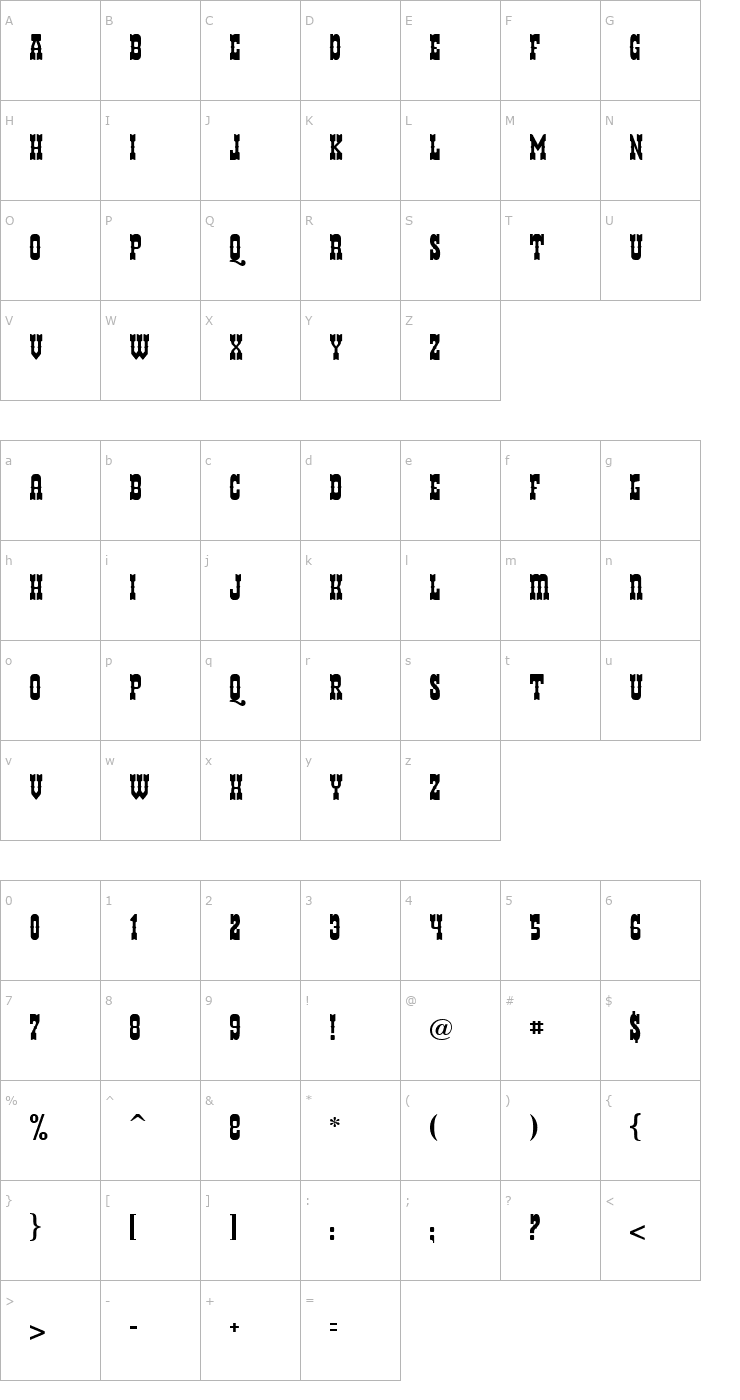 Character Map Helldorado Font