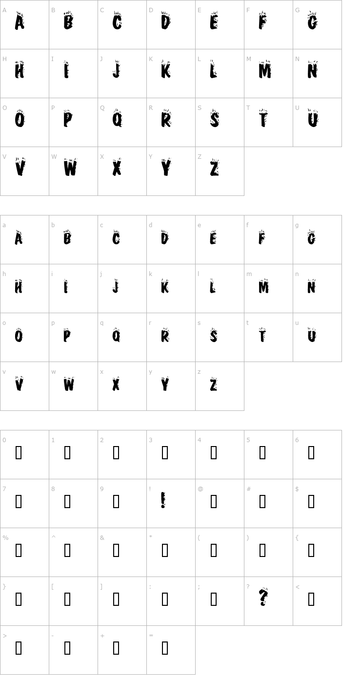 Character Map Hellfire Font