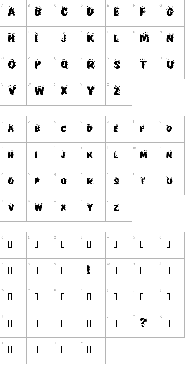 Character Map HellfireExtended Font