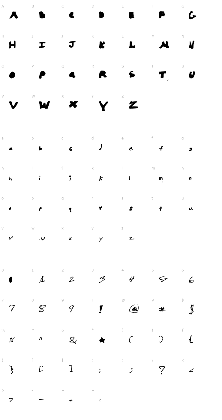 Character Map Hello Brock Font