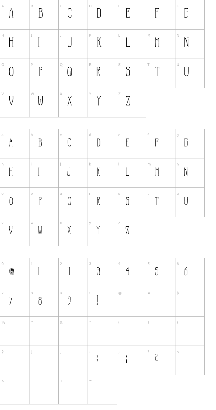 Character Map Hellraiser SC OTF Font
