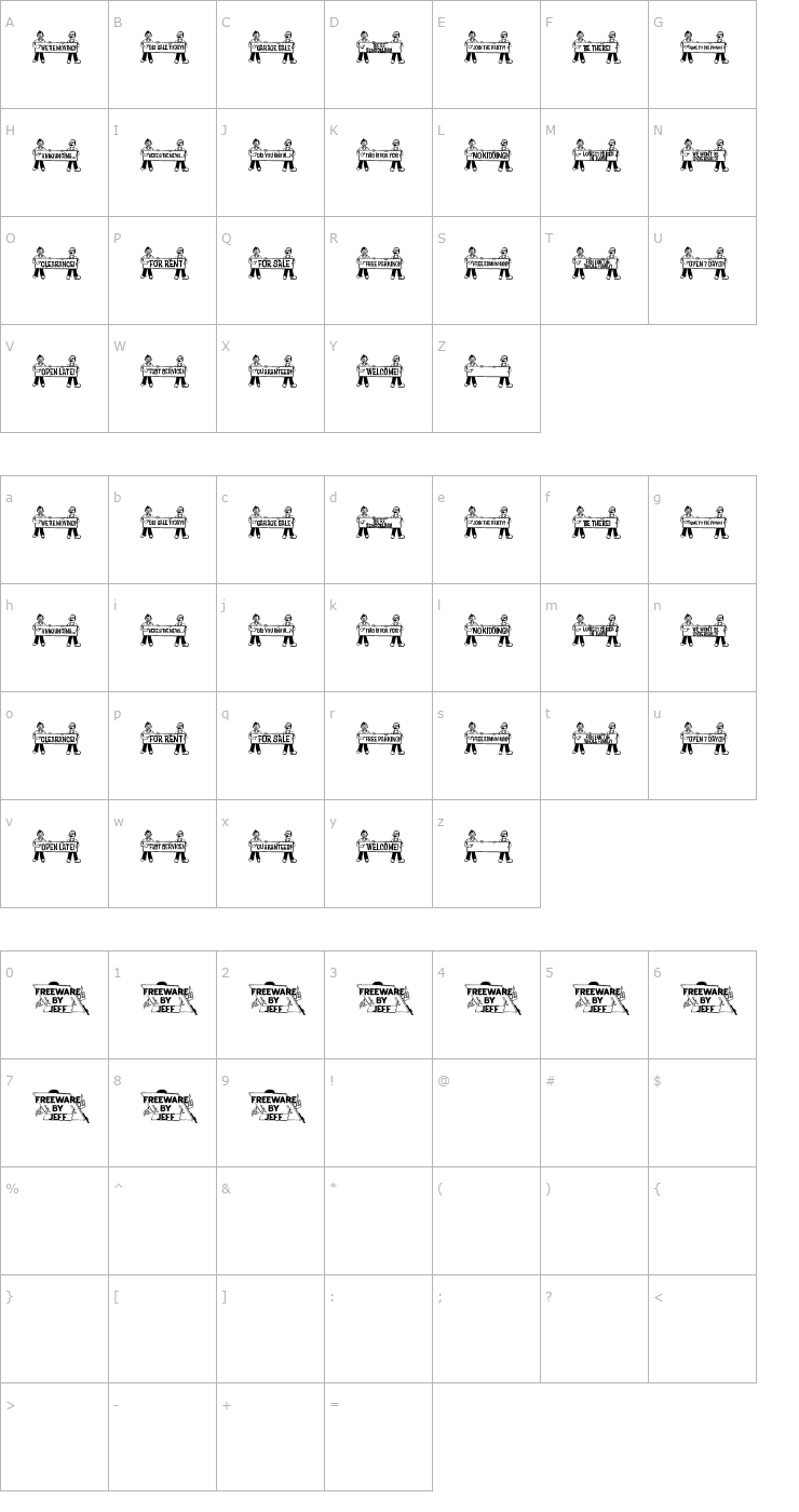 Character Map Helpful Headlines JL Font