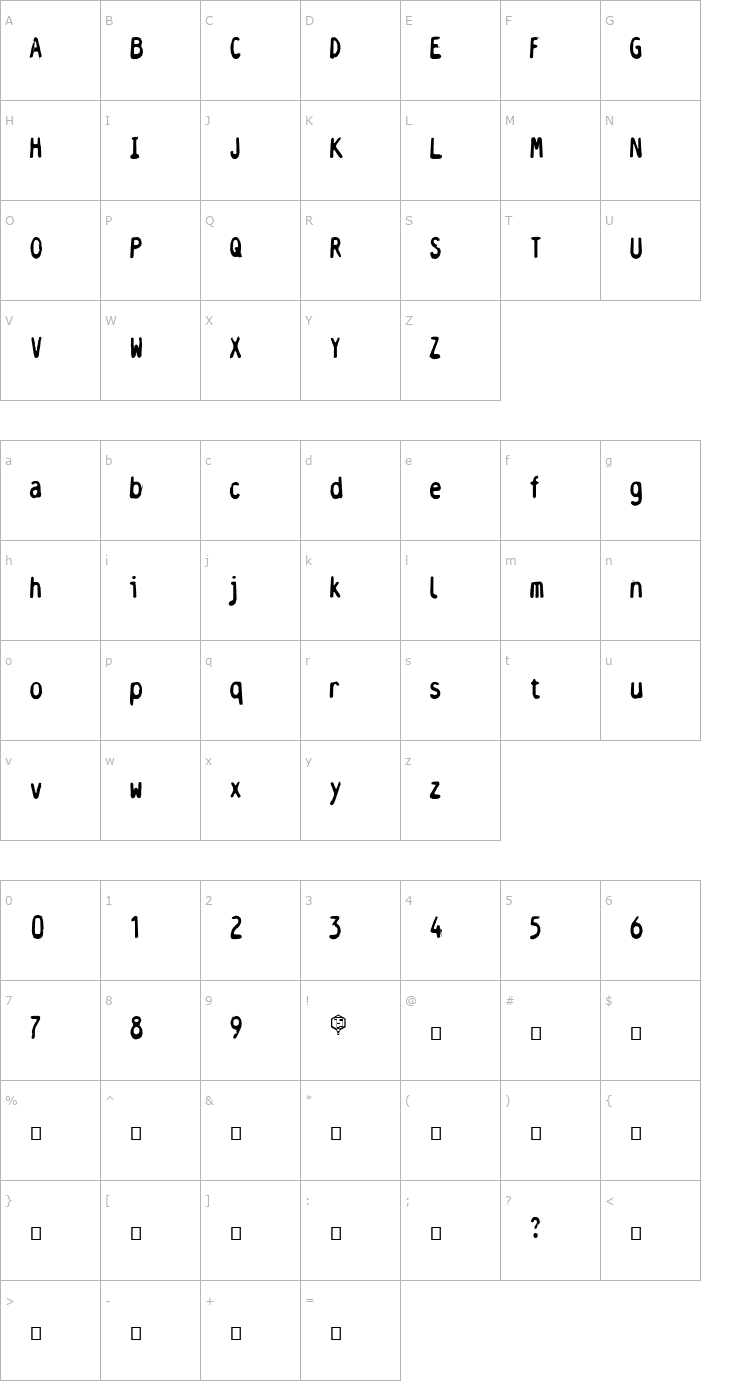 Character Map Helvetet2 Font