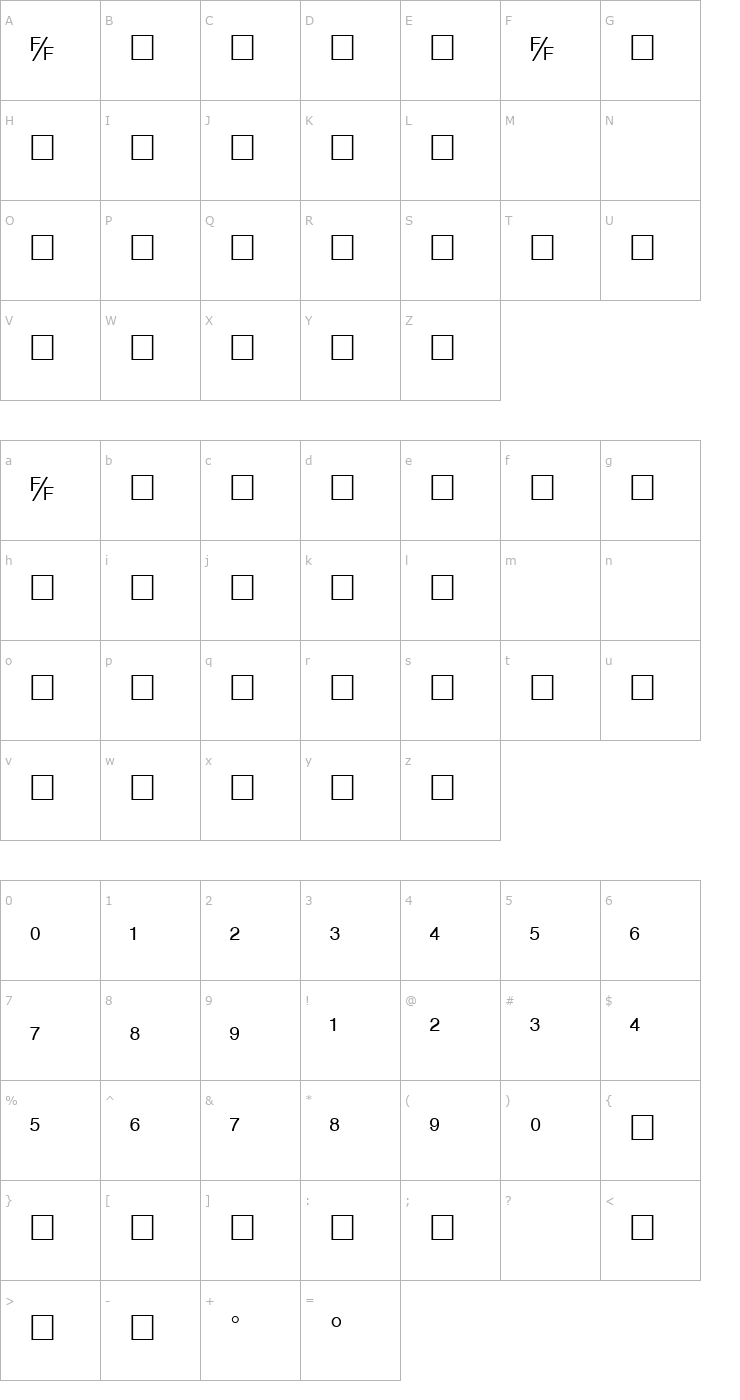 Character Map HelvFB Font