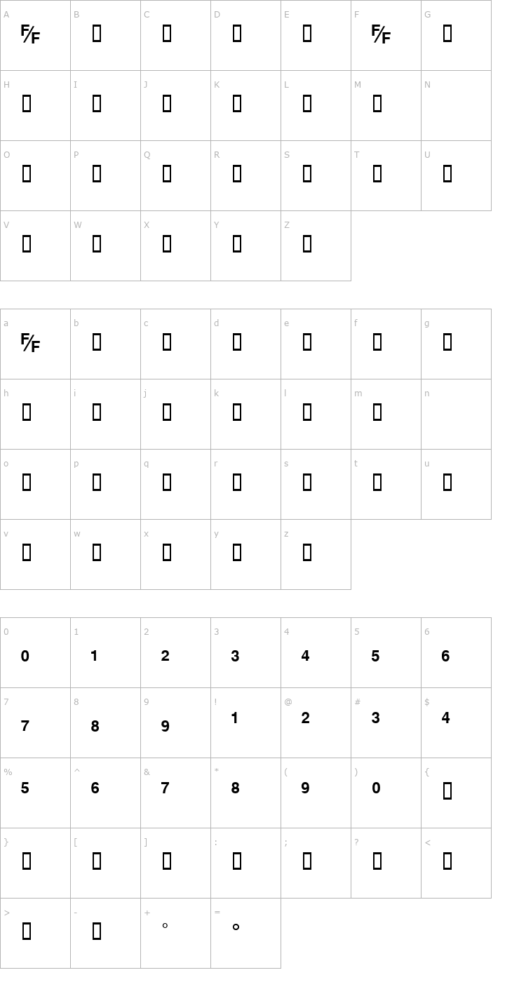 Character Map HelvFE Bold Font