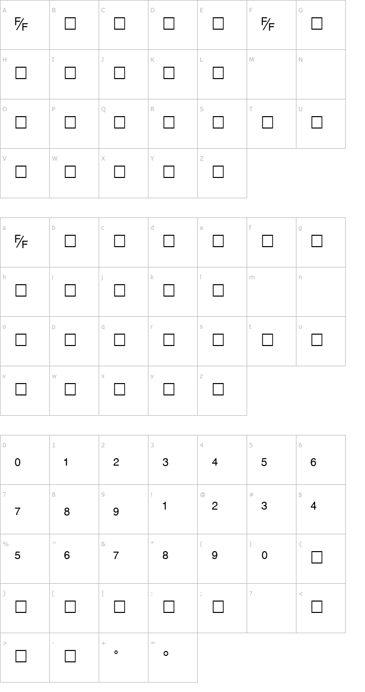 Character Map HelvFE Font