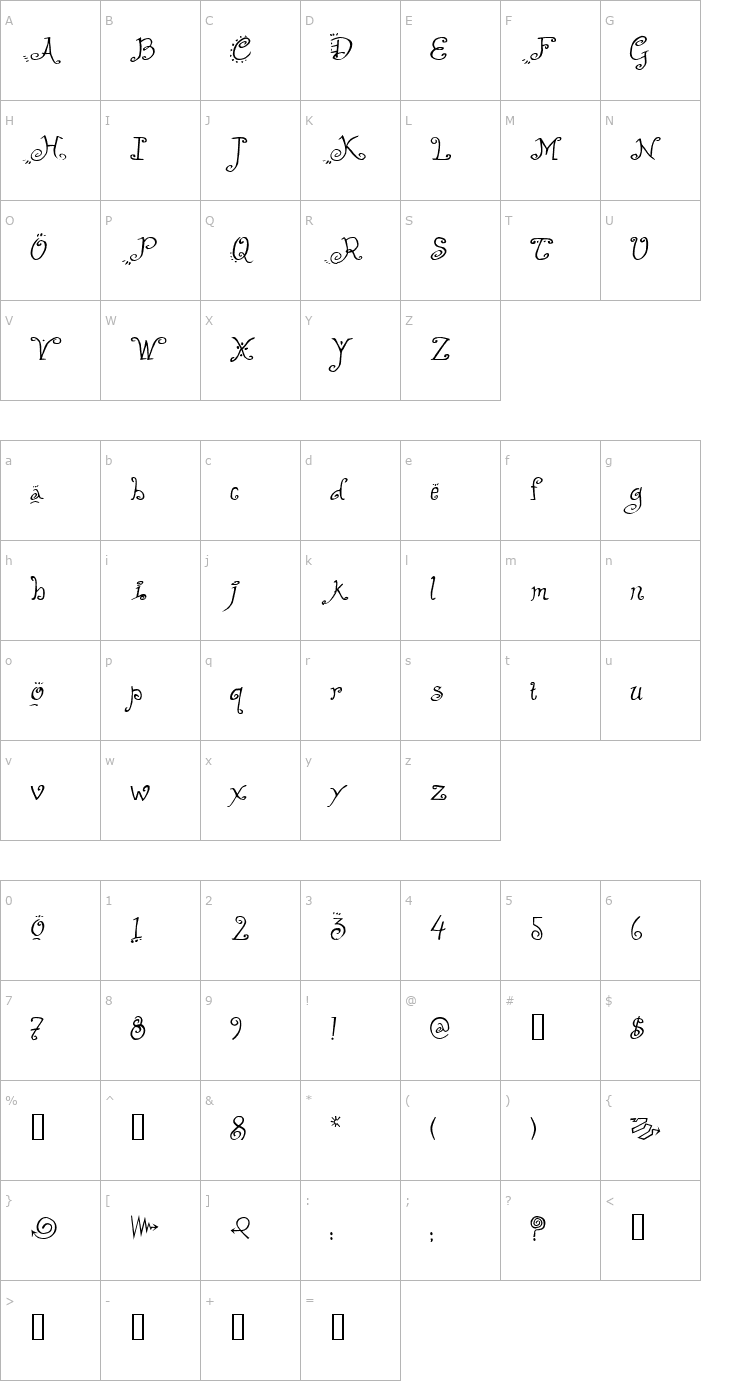 Character Map Helzapoppin Font