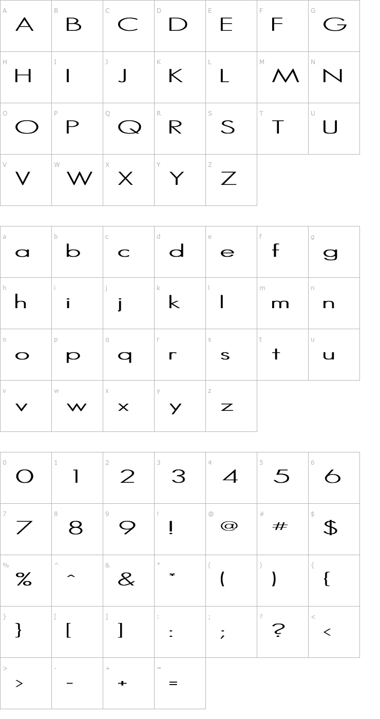 Character Map Hemet Bold Font