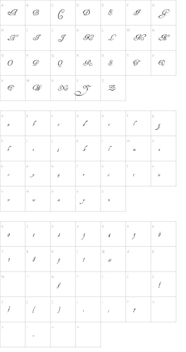 Character Map Henry Morgan Hand Font