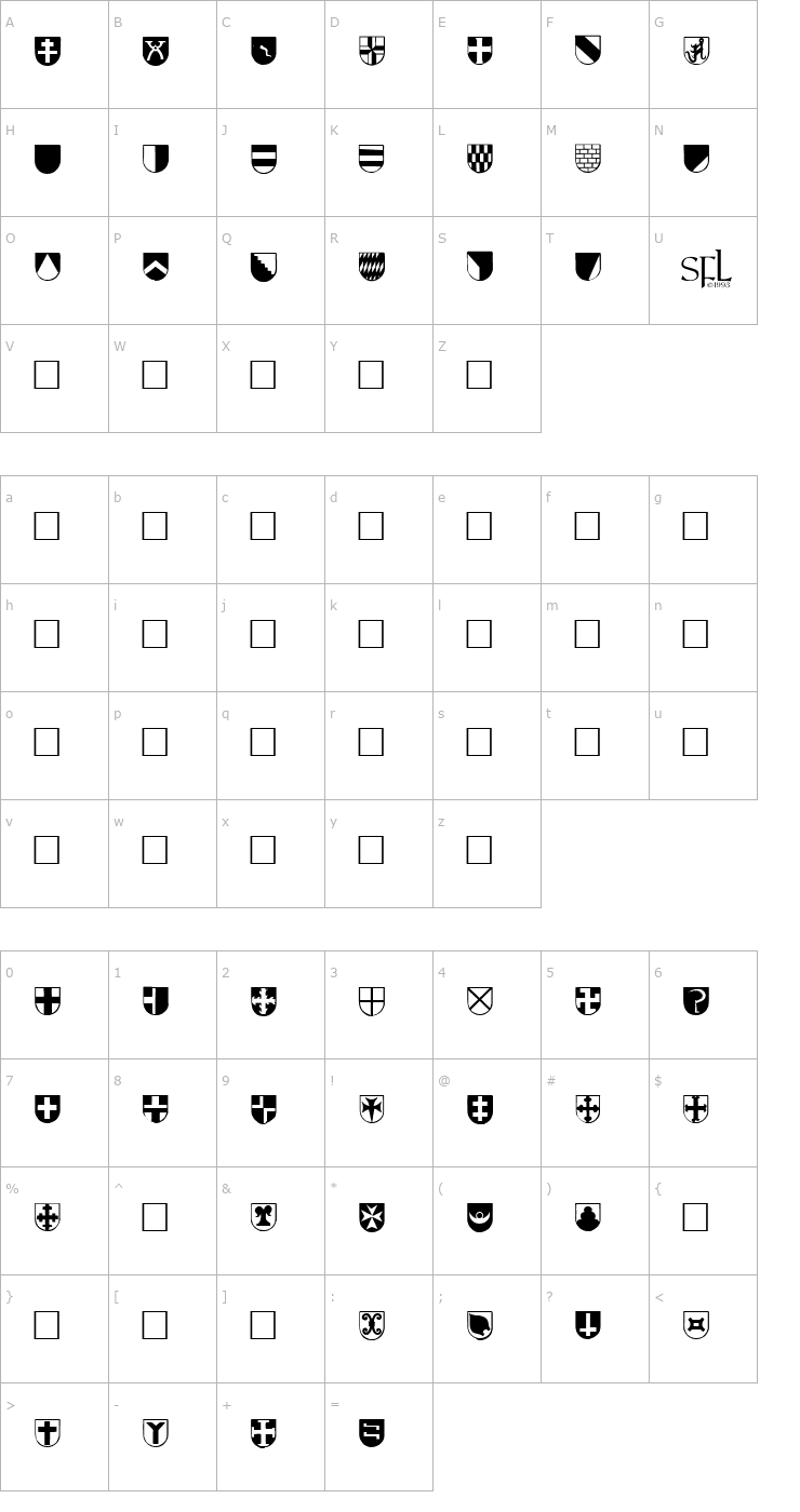 Character Map Herald Font