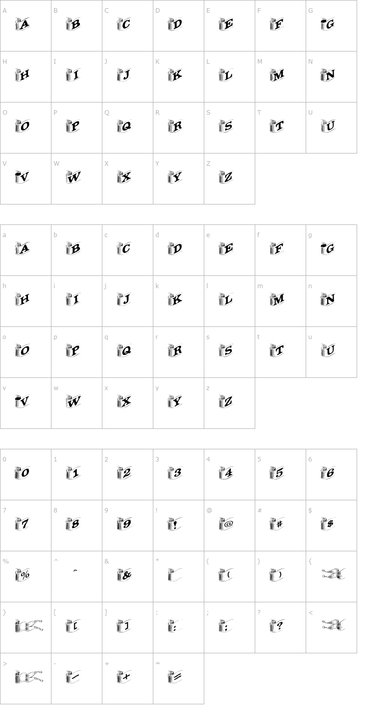 Character Map Heraldic Wide Font