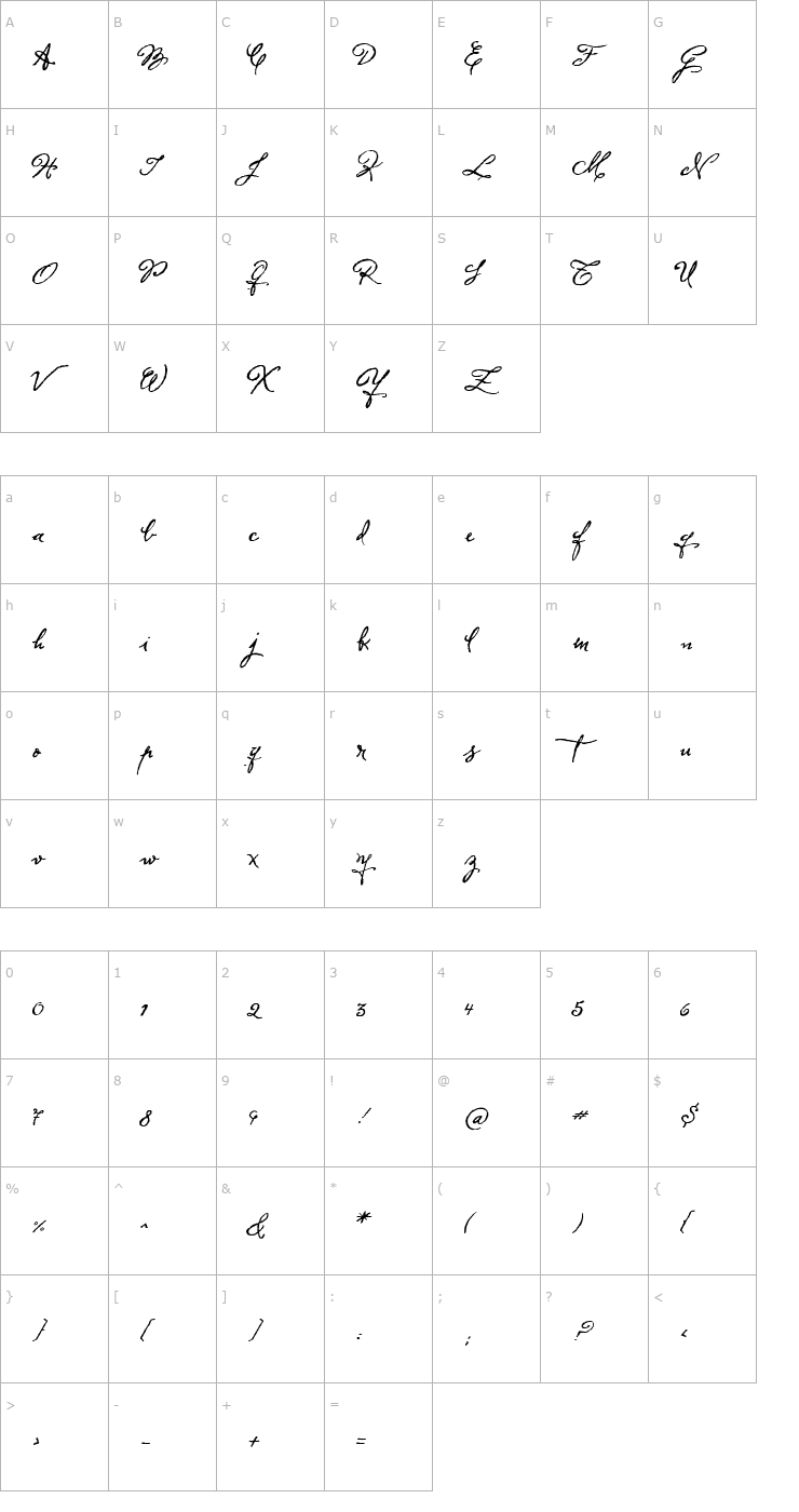 Character Map Herencia Font