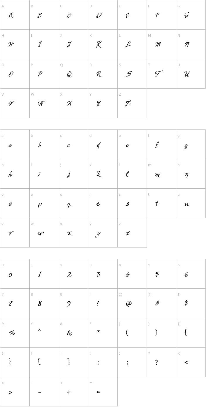 Character Map Heritage Font