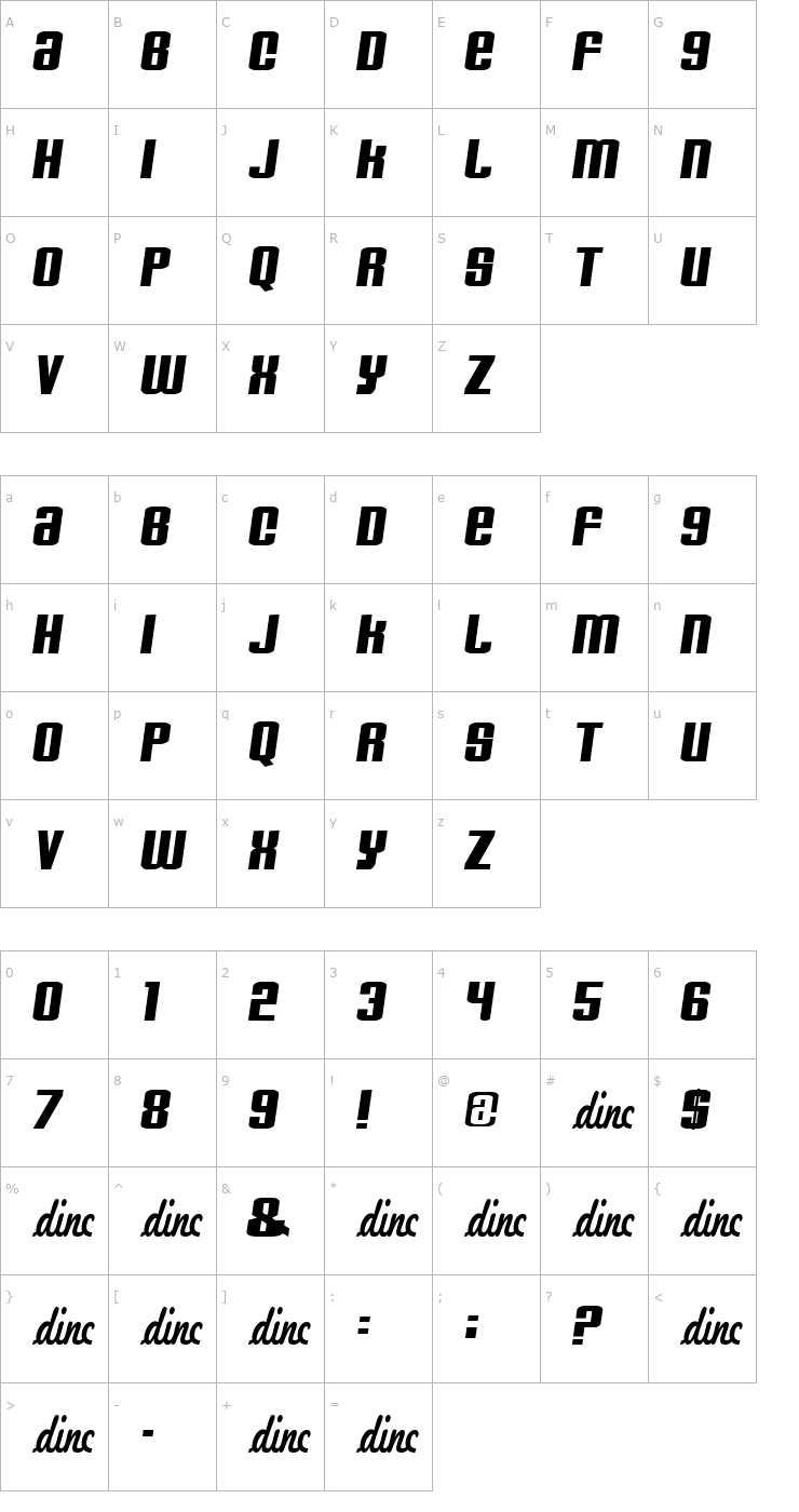 Character Map Heroes&Villains Font