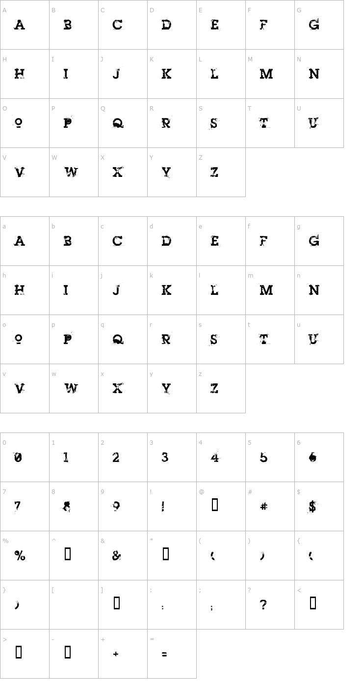 Character Map Heroin 07 Font