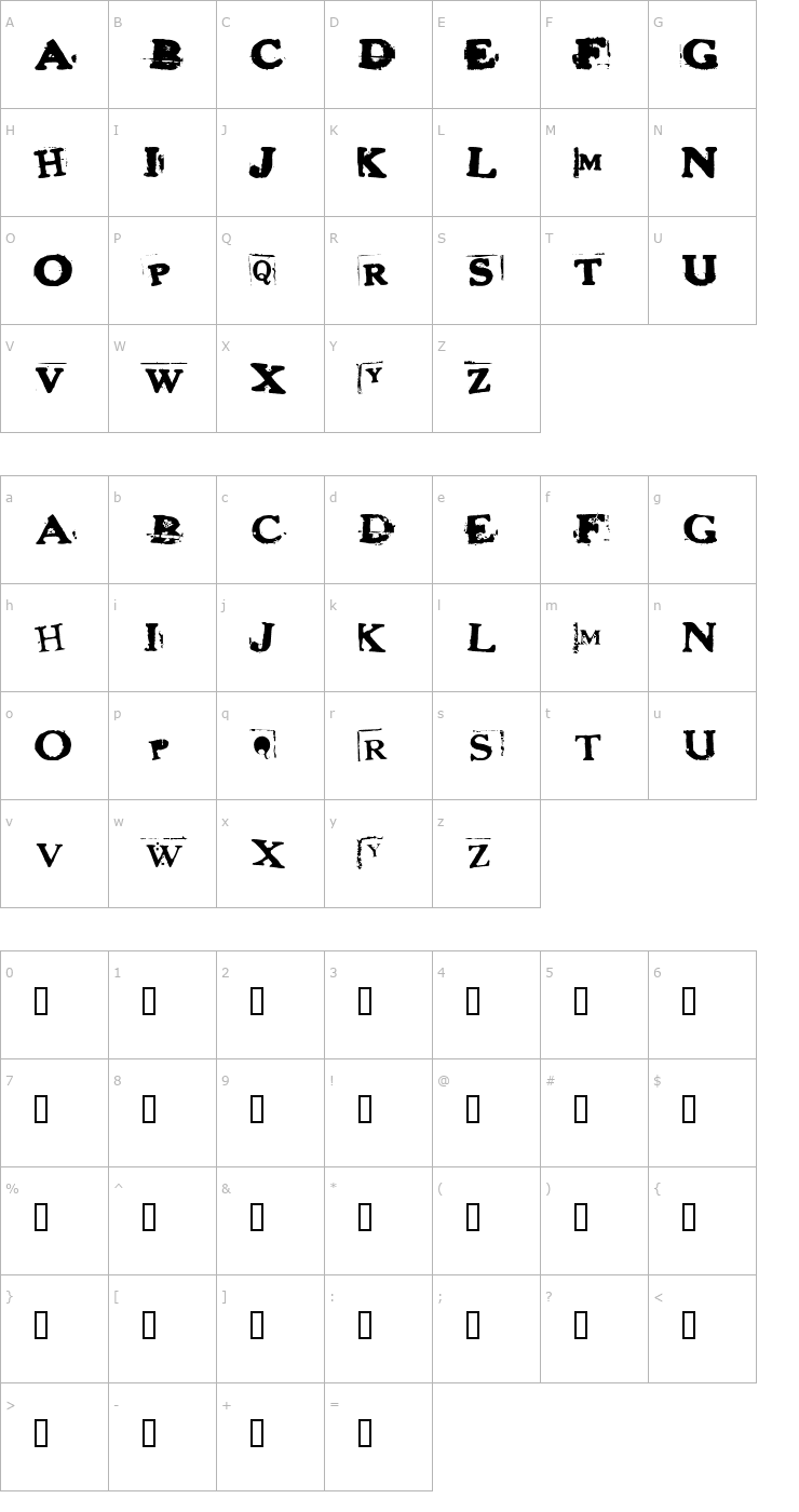 Character Map Heroin Sheik Font