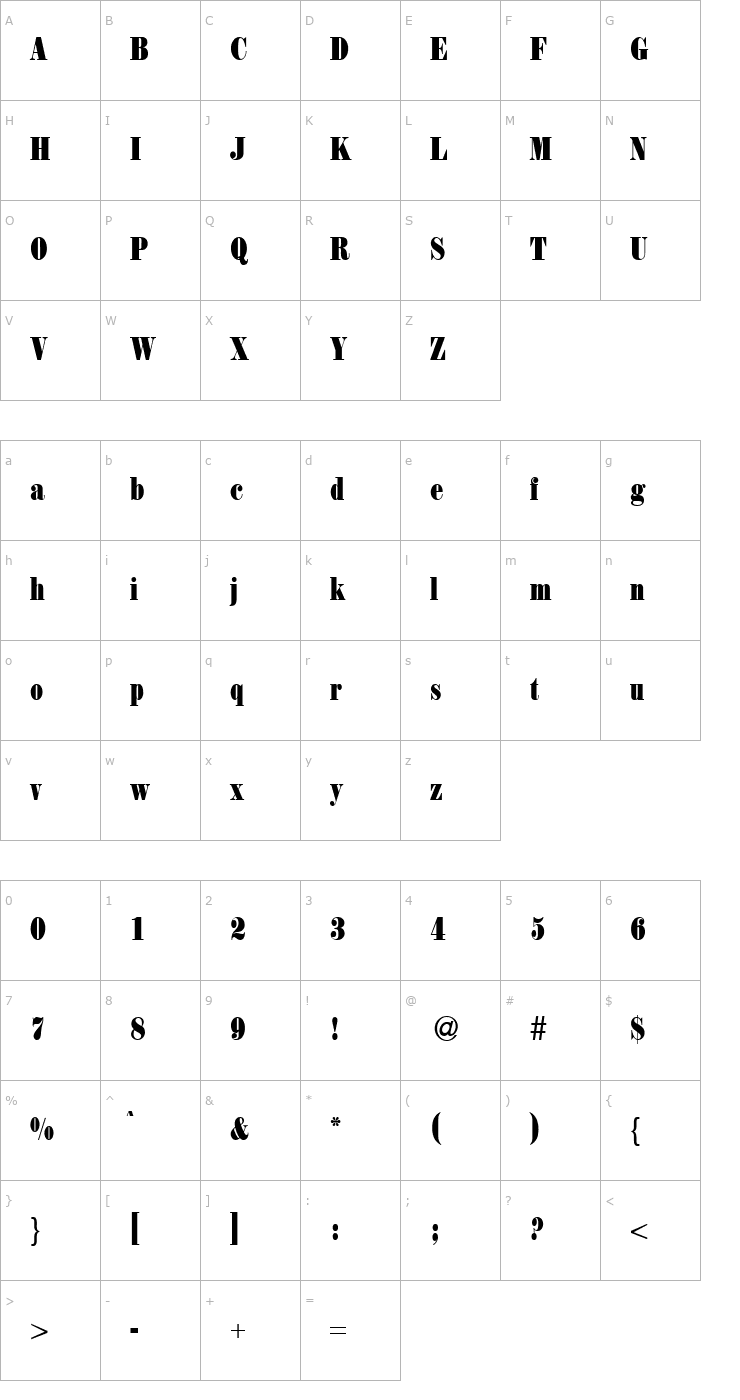 Character Map Heron-Regular Font