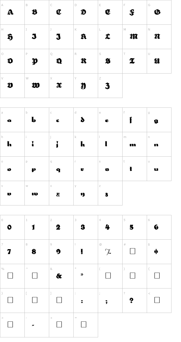Character Map HerzogVonGraf Font