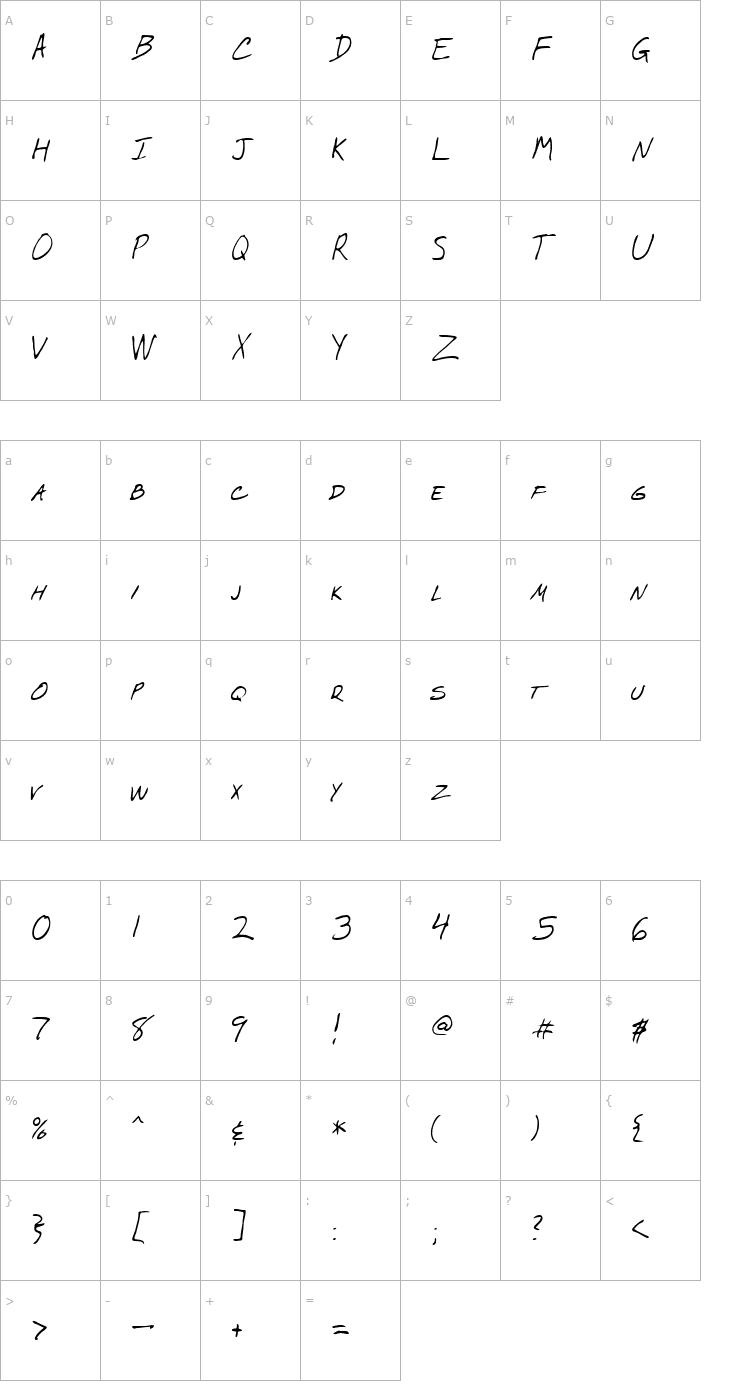 Character Map Hex Regular Font