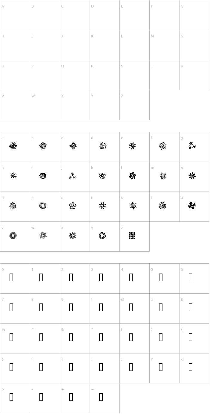 Character Map HexstarDEMO Font