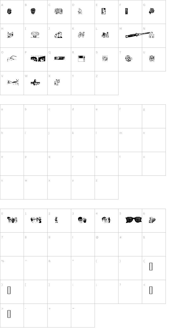 Character Map Hey Kids! Font