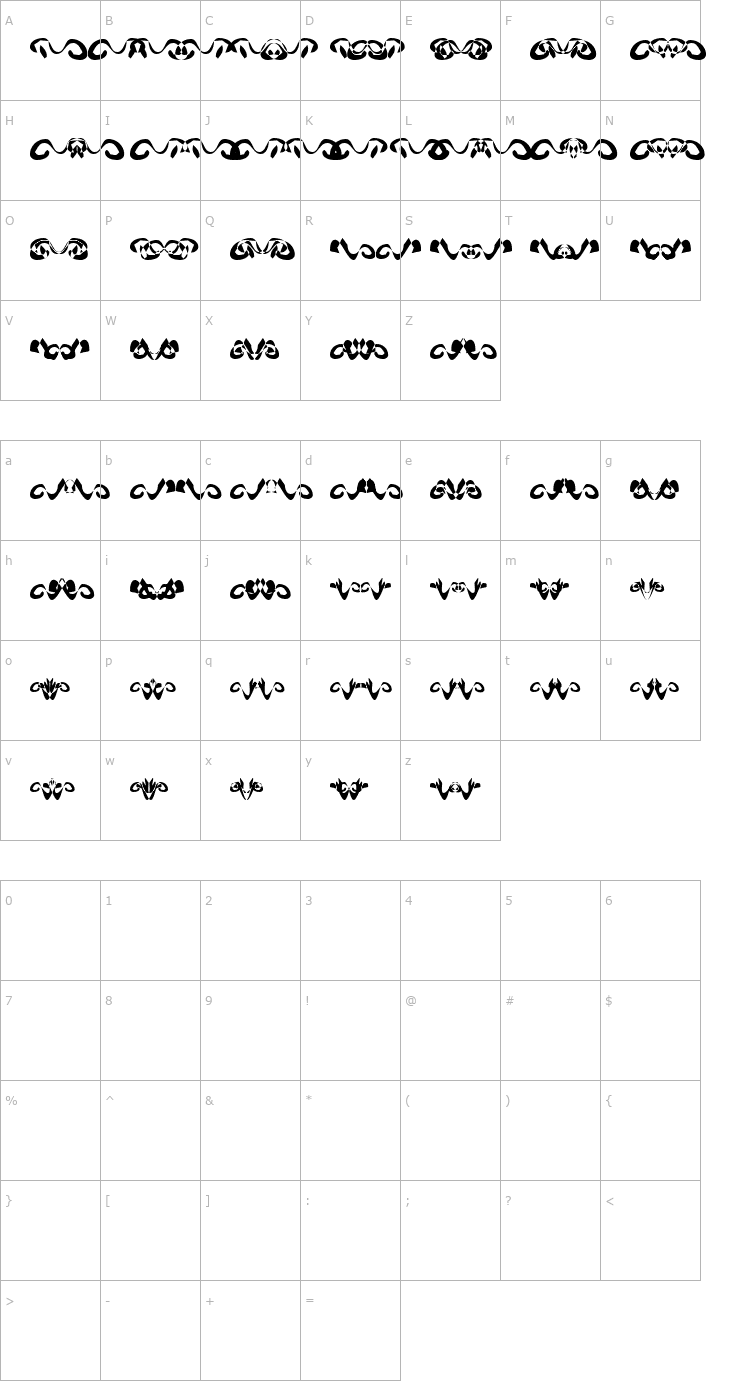 Character Map Hidden Ghosts Font