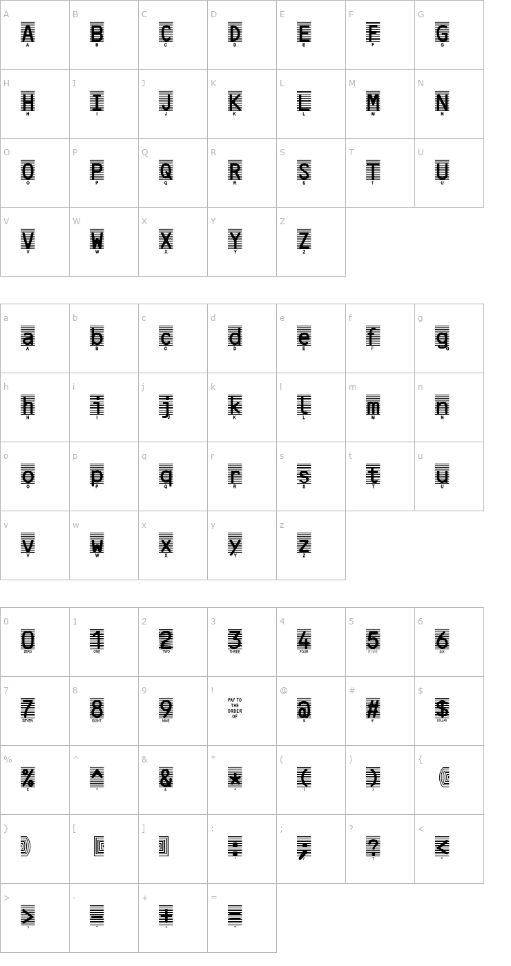 Character Map High Security Font