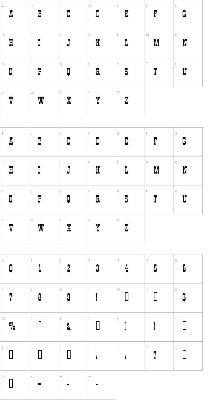 Character Map HighNoon Font