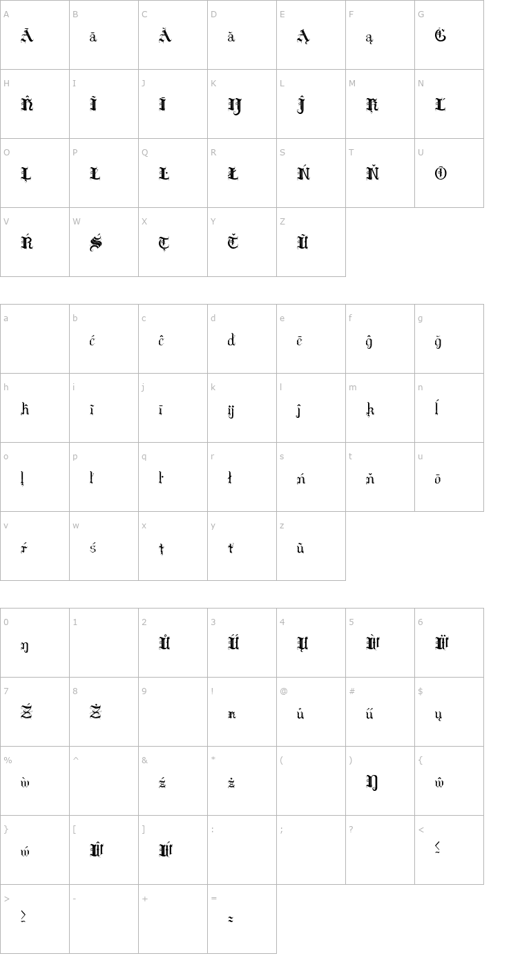 Character Map Hilda Sonnenschein Extra Characters Font